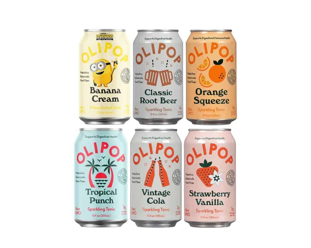 cans of olipop lined up