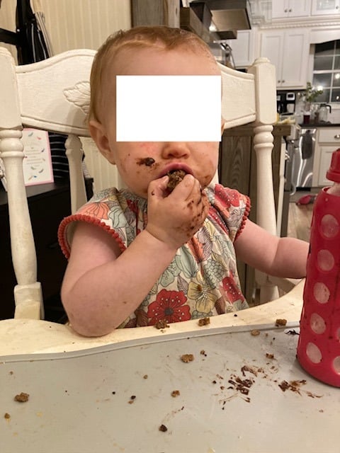 Baby eating an Anytime Cookie