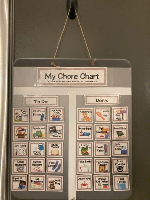 completed chore chart
