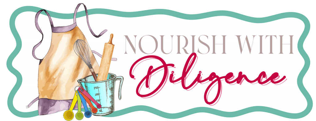 nourish with diligence label with apron
