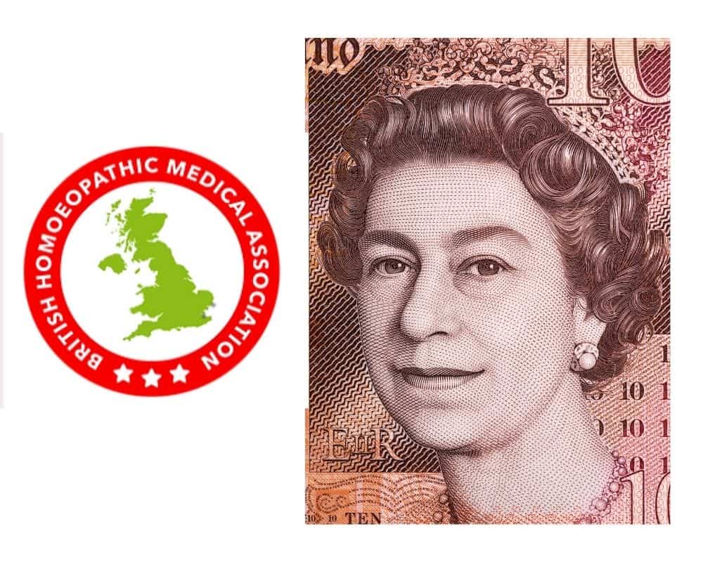 Queen Elizabeth of England and the Briitish Homeopathic Medical Association Logo