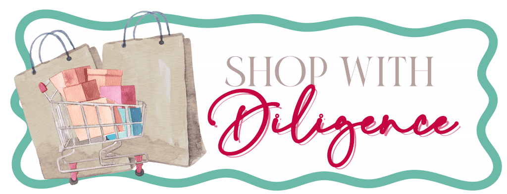 shop with diligence label with shopping cart picture