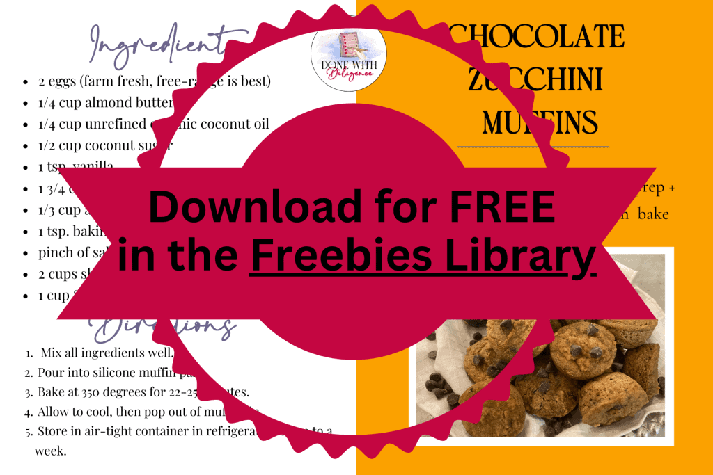 recipe card with link to freebies library