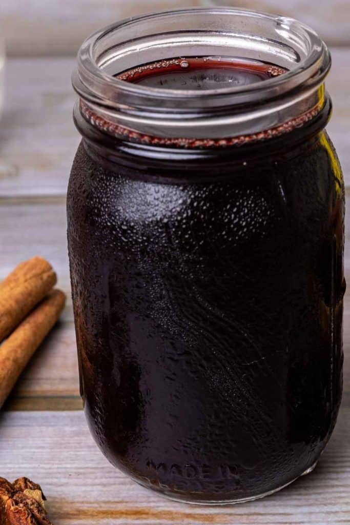 mason jar of elderberry syrup
