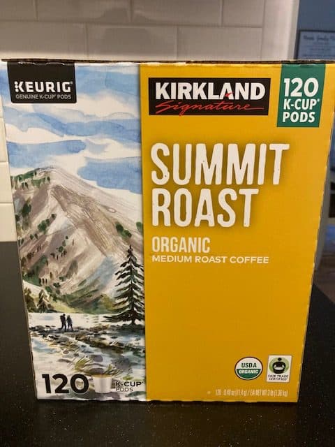 front of kirklands coffee box