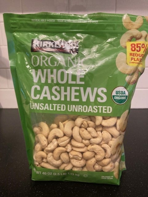 Cashews front of bag