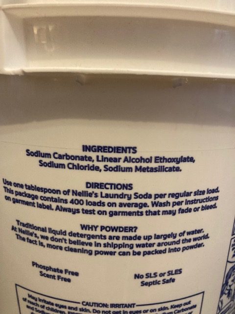 nellies detergent ingredients label