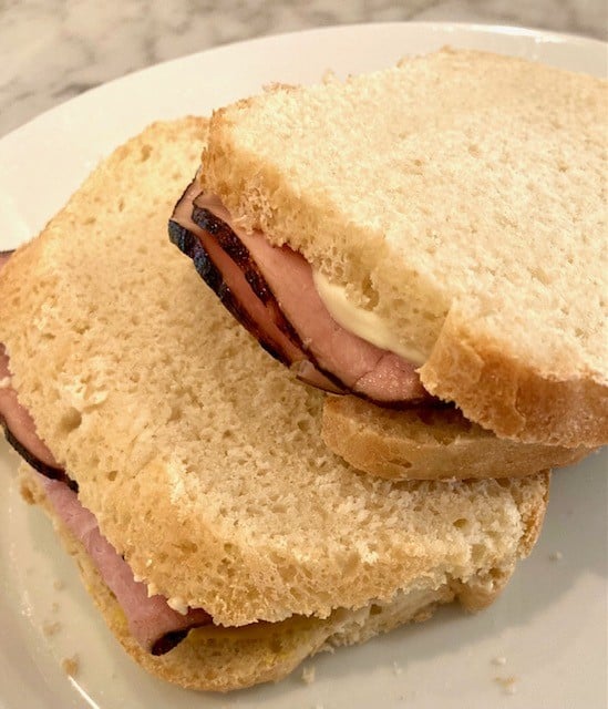ham sandwich on homemade bread