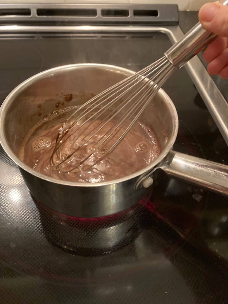 sauce pan of chocolate syrup on stovetop
