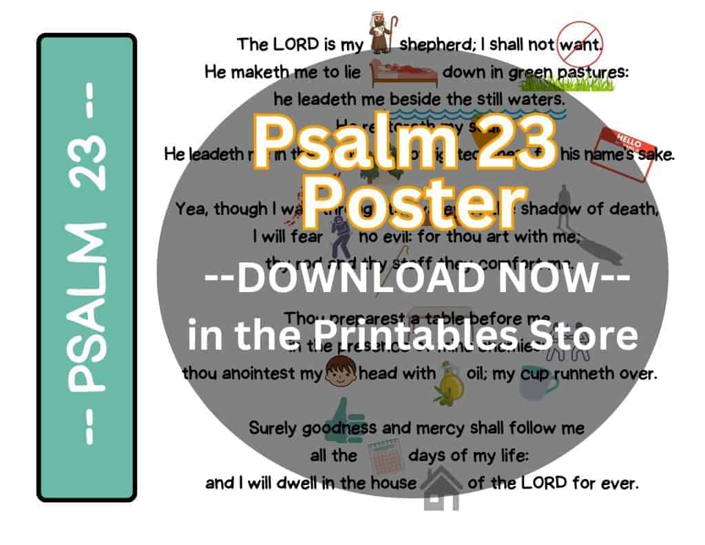 Psalm 23 poster with picture cues