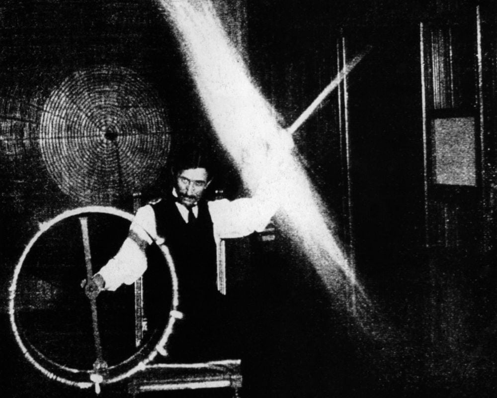 Nikola Tesla in a lab