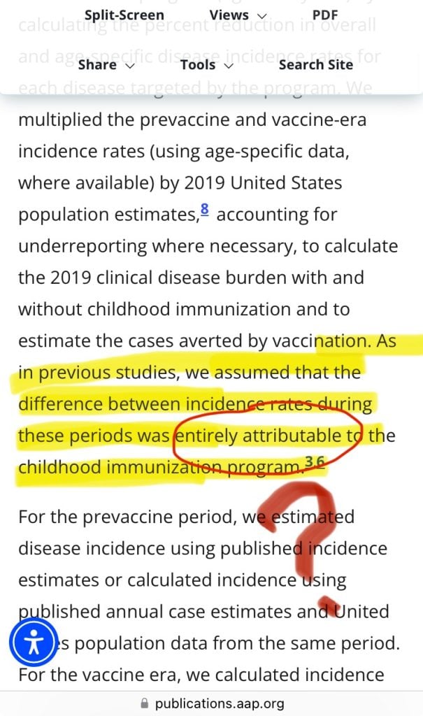 Snippet from Pediatrics article