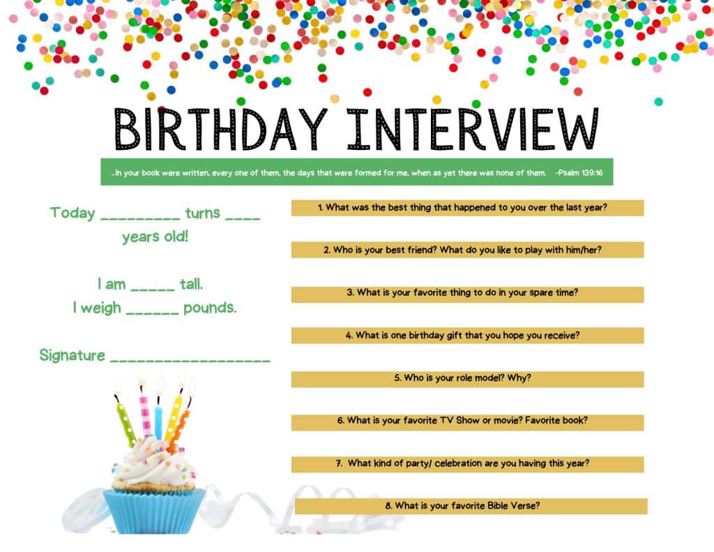 birthday interview form