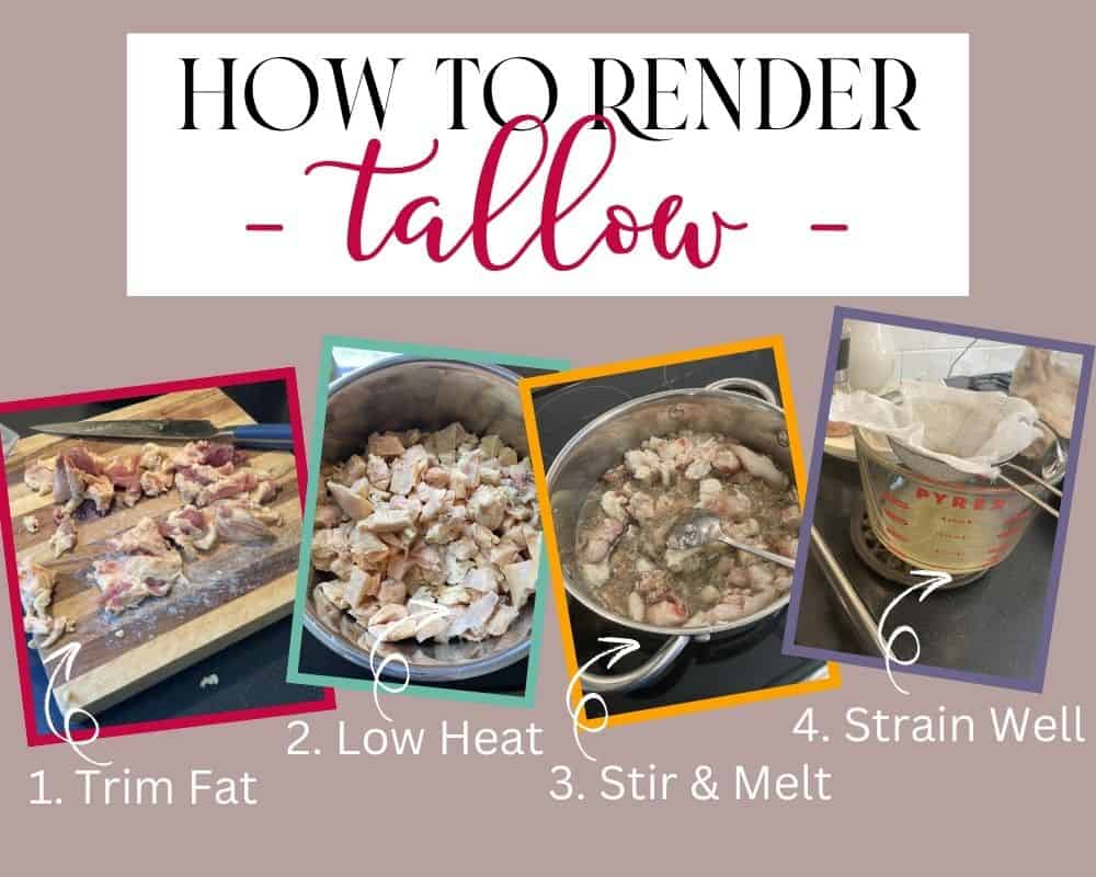 4 step graphic illustrating how to render tallow