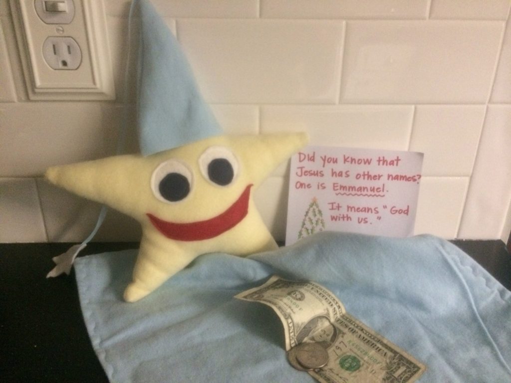 stuffed star with money and note