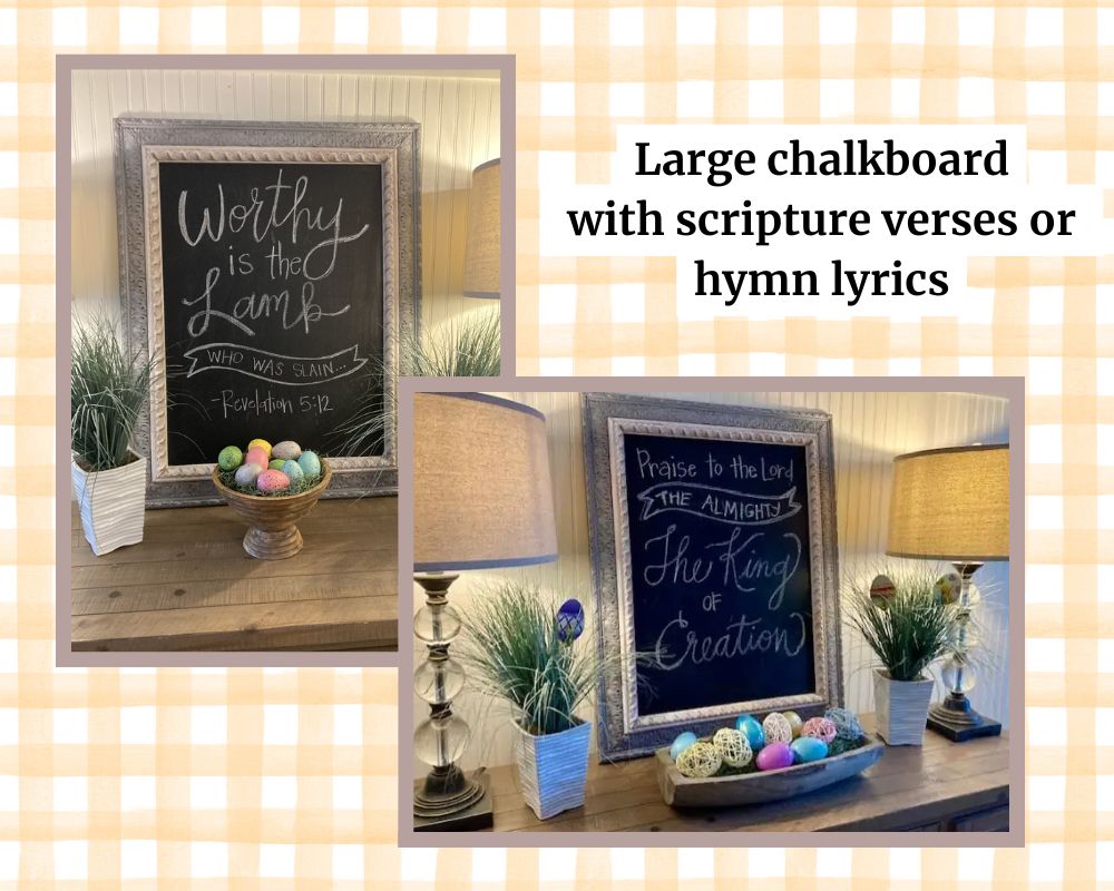 chalkboards with easter verses and hymns