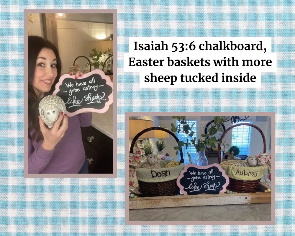 easter baskets with decorative sheep