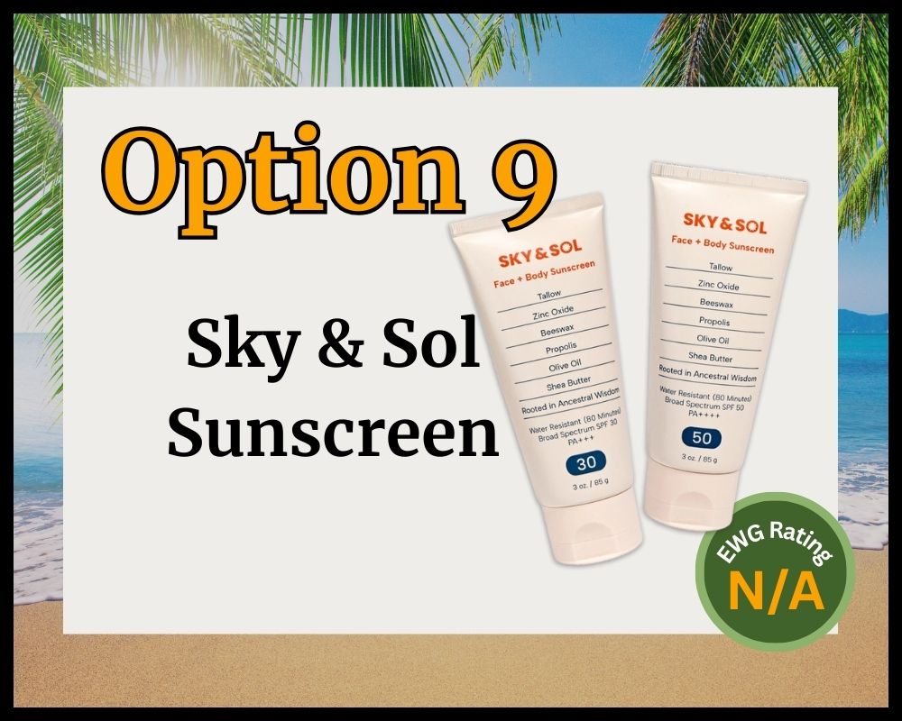sky and sol sunscreen on beach
