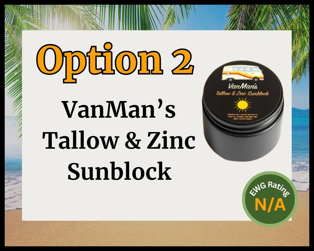 tin of Van Man's sunscreen on beach