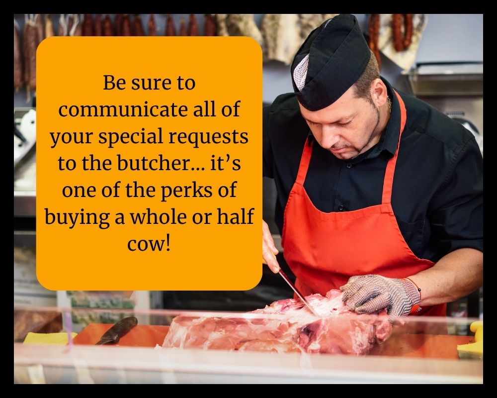butcher cutting meat